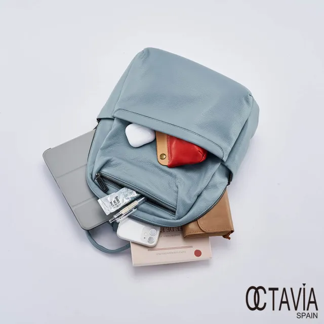 【OCTAVIA 8】雙11 OCTAVIA8 真皮- 童心粉彩系列 大人氣牛皮後背包 - 完美淡藍(OCTAVIA 8 真皮新