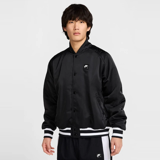 NIKE 耐吉 外套 男 棒球外套 夾克 防潑水 寬鬆版型 AS M AIR VARSITY JKT 黑 HJ0302-010(2S4176)