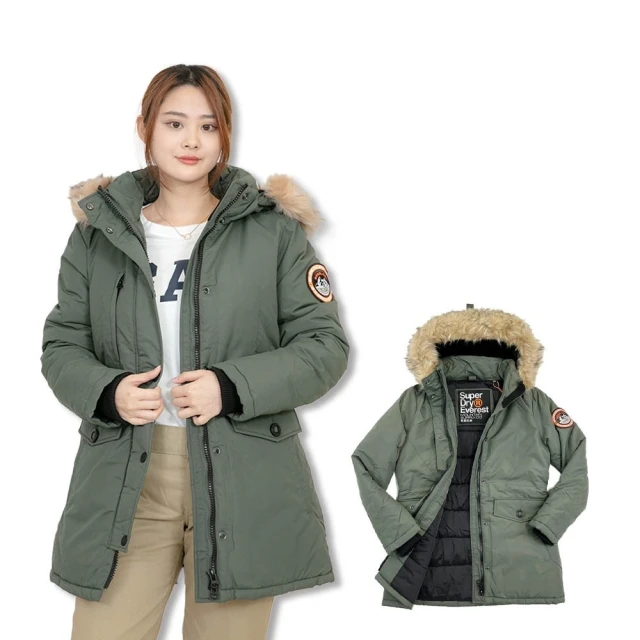 Superdry superdry 聖母峰 登山 外套 女款 偏大 厚鋪棉 長板 大衣 極度乾燥 軍綠 帽子可拆(8414EH2)