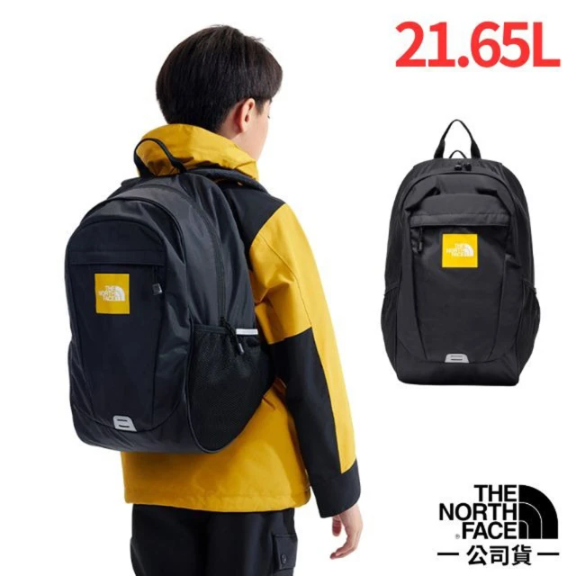 The North Face 兒童/青少年 品牌LOGO休閒後背包21.65L.休閒運動上學書包(8AMX-4HF 摩登黑 N)