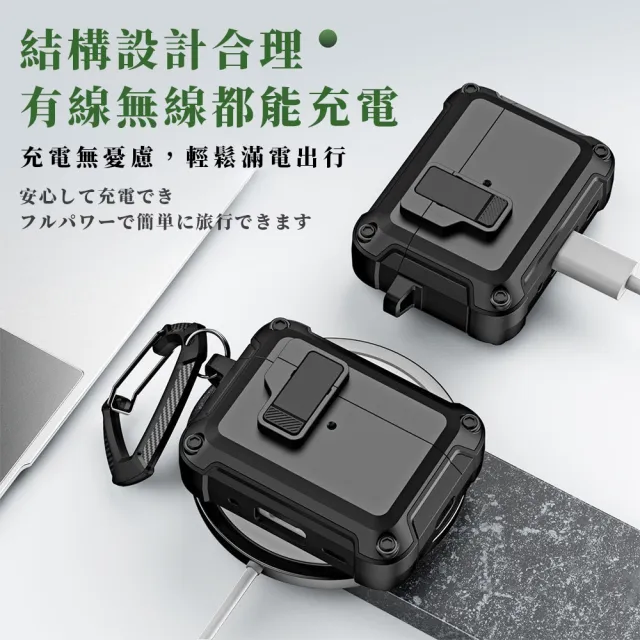 【Parkour X 跑酷】創新快開式AirPods Pro 2耐衝擊防塵保護殼(AirPods Pro 2藍芽耳機保護殼 登山掛勾設計)