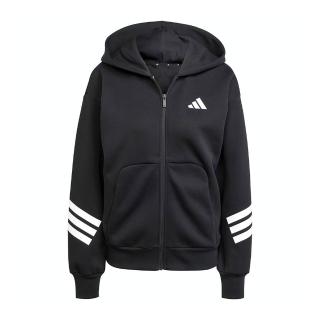 【adidas 愛迪達】W FI 3S FZ HD 女 連帽外套 運動外套 休閒穿搭 黑 白(JE0171)