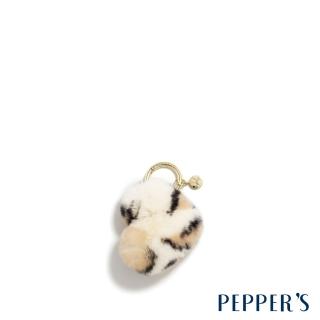 【PEPPER’S】FLUFFY 豹紋愛心絨毛掛飾 - 淺米色/焦糖棕/格雷灰(掛飾 毛球掛飾 愛心 包包吊飾