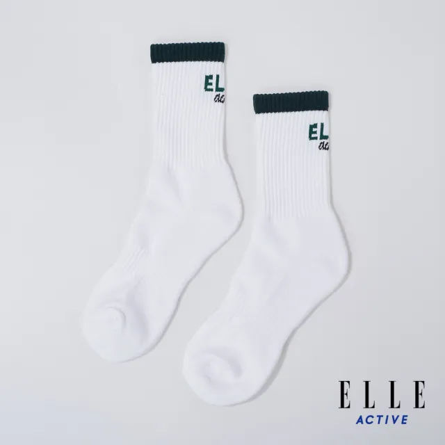 【ELLE ACTIVE】男女適穿 運動休閒中筒襪-綠色(EA24A2FS201#45)