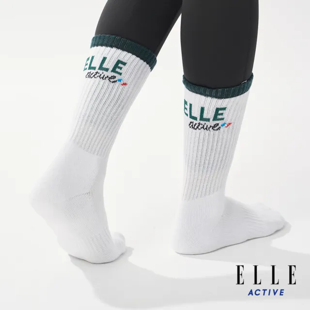 【ELLE ACTIVE】男女適穿 運動休閒中筒襪-綠色(EA24A2FS201#45)