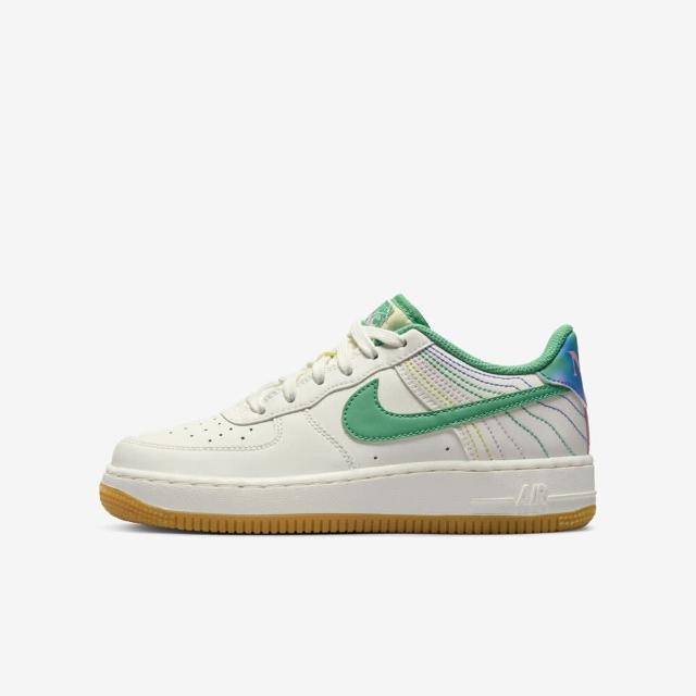 【NIKE 耐吉】Air Force 1 Lv8 3 GS 大童 休閒鞋 經典 AF1 皮革 米白 彩(FJ7540-100)