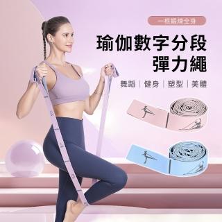 【Friyu】數字分段可調節瑜珈繩 皮拉提斯伸展帶 健身訓練彈力帶 拉力繩 阻力帶(11段體位/練臀/拉伸)