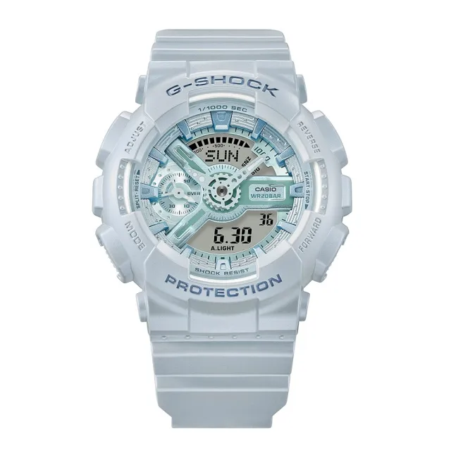 【CASIO 卡西歐】G-SHOCK x ITZY 禮志 優雅珠光 緞面偏光 絲緞藍 人氣雙顯手錶 _45.9mm(GMA-S110ST-2A)