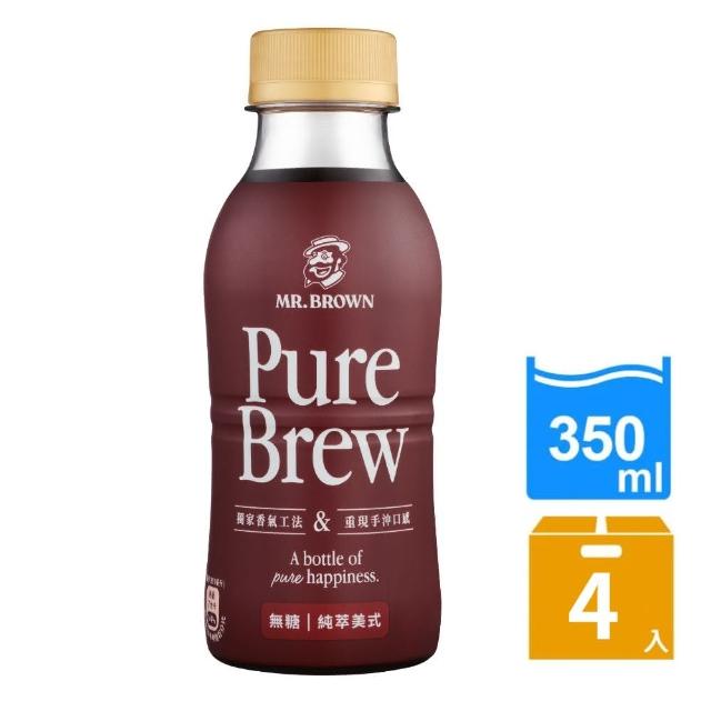 【金車/伯朗】Pure Brew 純萃美式咖啡-無糖(350mlx4入)