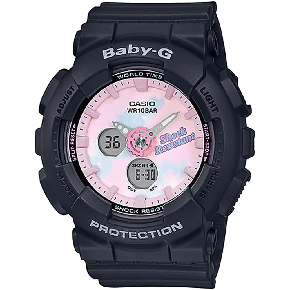 【CASIO 卡西歐】BABY-G 夏日紮染雙顯手錶 情人節 禮物(BA-120T-1A)