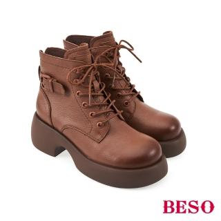 【A.S.O 阿瘦集團】BESO擦色牛皮復古厚底靴(咖啡)