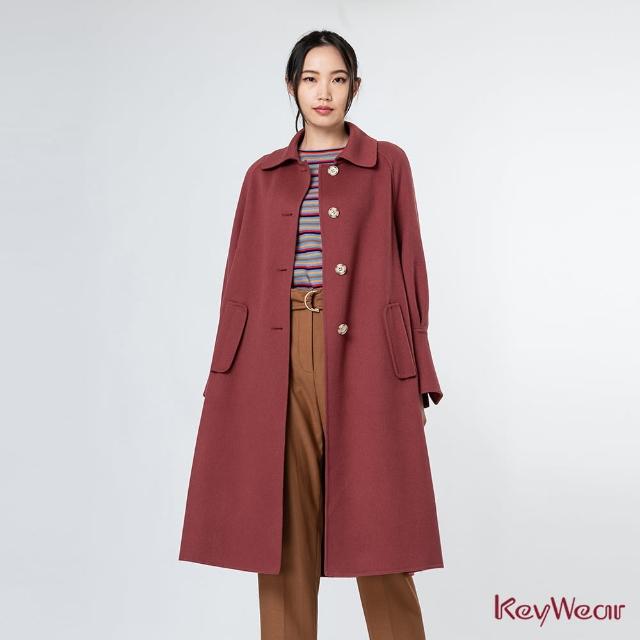 【KeyWear 奇威名品】簡約百搭羊毛長大衣