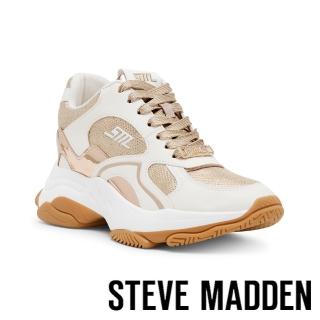 【steve madden】MADHOUSE 拼接內增高厚底休閒鞋(金色)