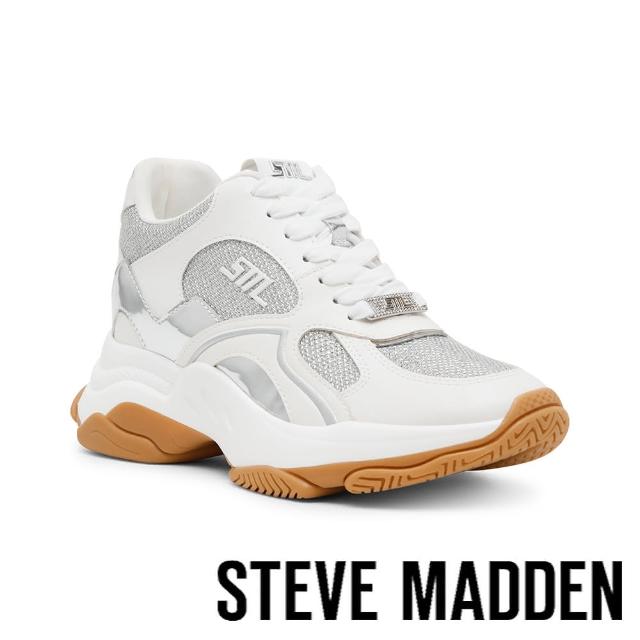 【steve madden】MADHOUSE 拼接內增高厚底休閒鞋(銀色)