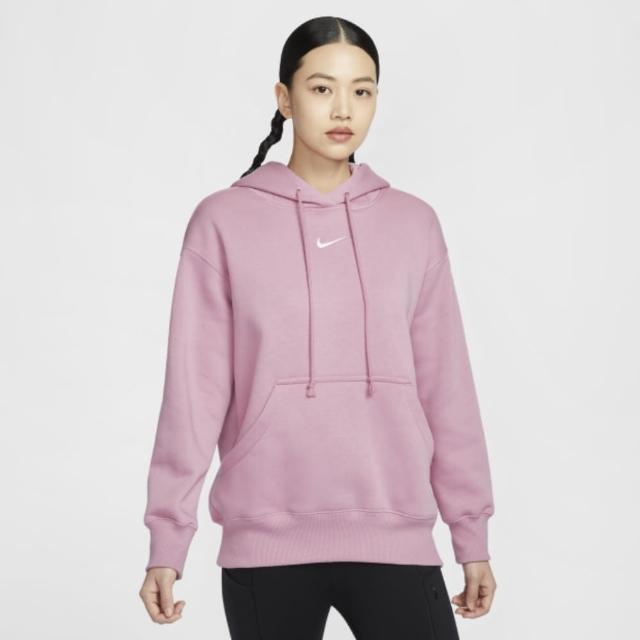 【NIKE 耐吉】長袖上衣 女 帽T 寬鬆版型 磨毛 AS W NSW PHNX FLC OS PO HOODIE 粉 DQ5861-699(2S4161)