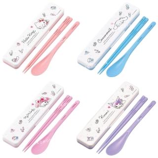 【小禮堂】SKATER 三麗鷗 盒裝兩件式餐具組 CCS3SAAG - 趴姿款 Kitty 美樂蒂 酷洛米 大耳狗(平輸品)