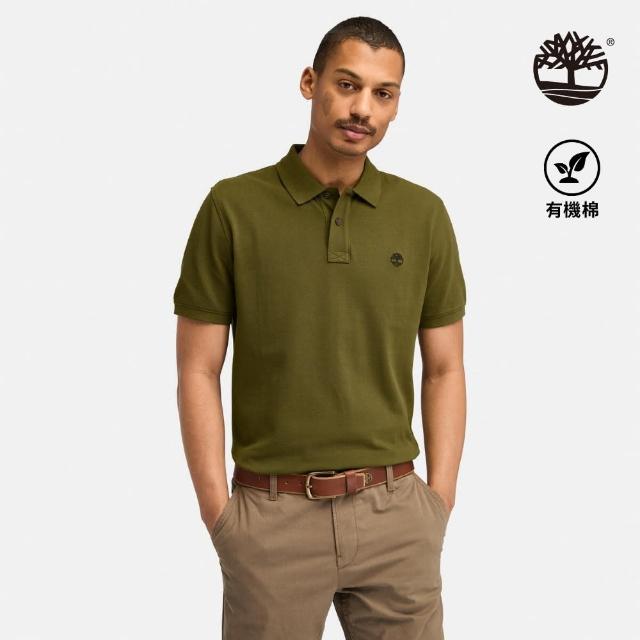 【Timberland 官方旗艦】男款橄欖綠休閒短袖POLO衫(A6943302)