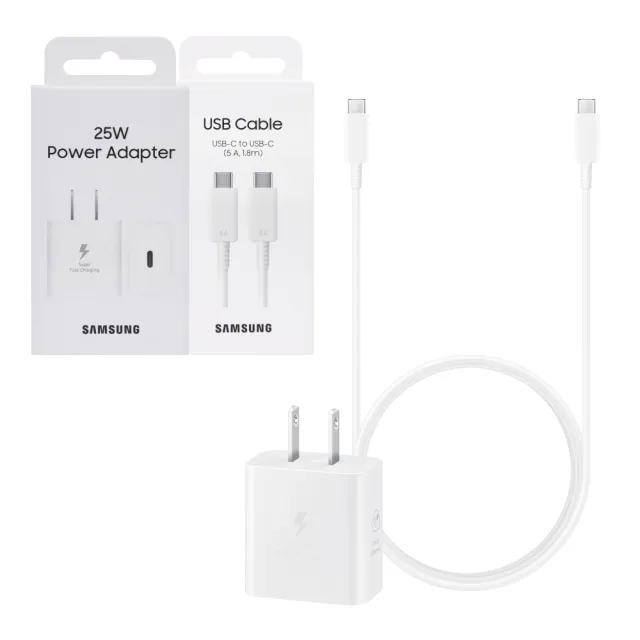 【Samsung 三星】原廠 25W PD 3.0超快充T2510+5A 1.8m 雙Type C 線DX510(公司貨)