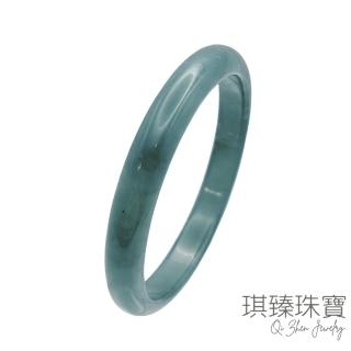 【琪臻珠寶】天然A貨翡翠糯冰種藍水平安鐲(16.5-20圍手鐲 美人鐲 依尺寸出貨 母親節禮物)