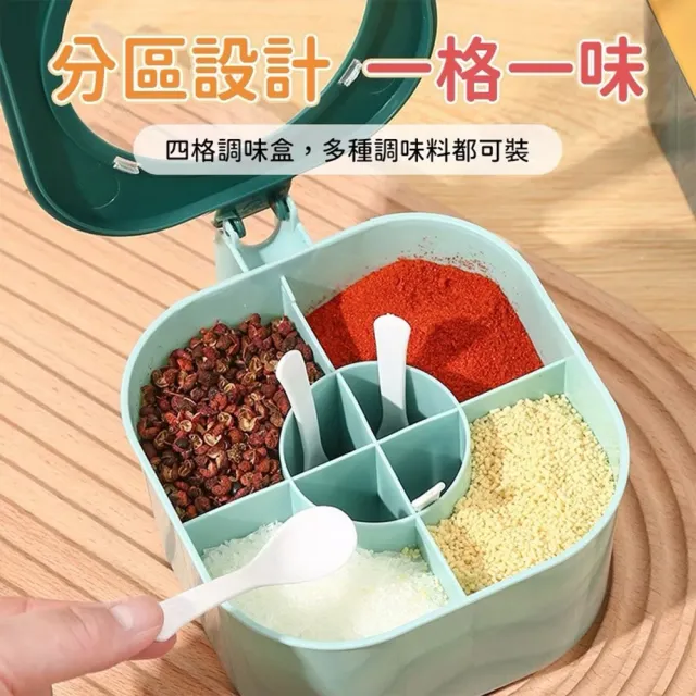 【好味道】四格調味盒 2入組 附湯匙(調料盒 調味粉 防塵)