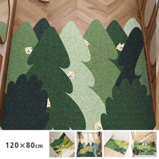 【聚時柚】森林系刮泥120*80cm可剪裁玄關腳踏墊(絲圈印花地墊)