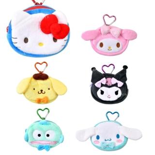 【小禮堂】Sanrio 三麗鷗 絨毛造型零錢包吊飾 - 大臉款 Kitty 美樂蒂 酷洛米 人魚漢頓(平輸品)