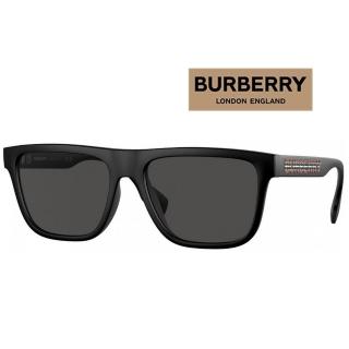 【BURBERRY 巴寶莉】亞洲版 時尚方框太陽眼鏡 BE4402U 346487 霧黑框深灰鏡片 公司貨