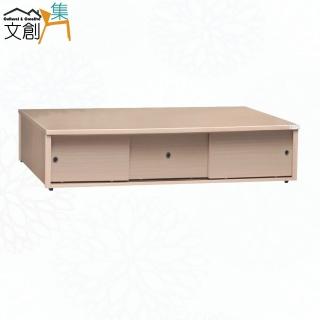 【文創集】艾柏3.5尺單人三拉門收納加高床底(九色可選)