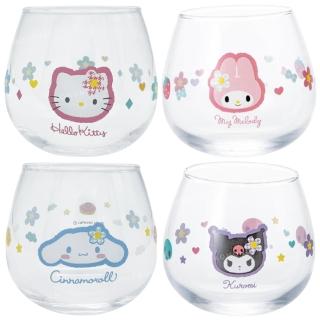 【小禮堂】Sanrio 三麗鷗 無把玻璃杯 290ml - 復古千鳥格(平輸品)