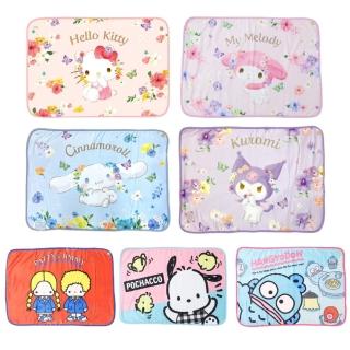 【小禮堂】Sanrio 三麗鷗 披肩毛毯 100x70cm - 花卉 / 生活款 Kitty 酷洛米 人魚漢頓(平輸品)