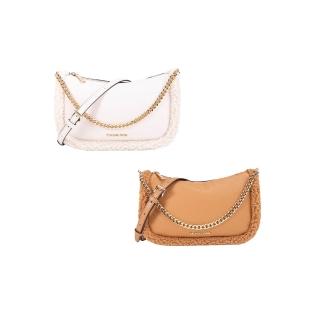 【Michael Kors】CARMELA 荔枝皮紋毛邊手提斜揹包(多色可選)