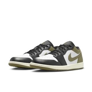 【NIKE 耐吉】休閒鞋 復古籃球鞋 喬丹 男 中性 橄欖綠 黑 AIR JORDAN 1 LOW(553558092)