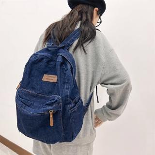 【MoonDy】包包 書包 牛仔包 日本帆布包 雙肩包 帆布包 大容量後揹包 休閒後揹包 y2k包包 藍色包包 禮物
