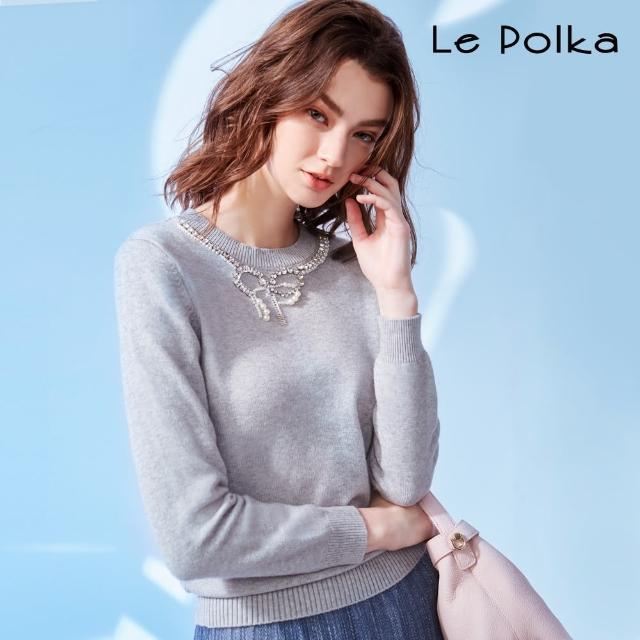 【Le Polka】蝴蝶鑽造型針織上衣-女