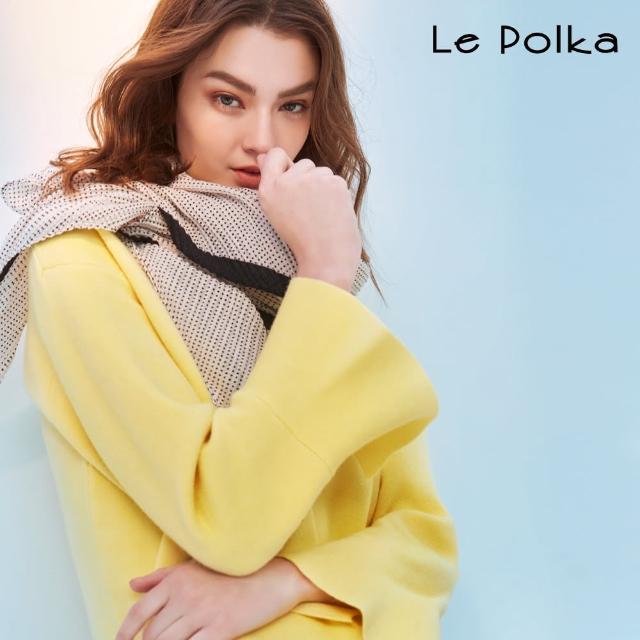 【Le Polka】圓領荷葉長袖針織上衣-女