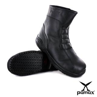 【PAMAX 帕瑪斯】長筒/天然牛皮/拉鍊型/頂級超彈力氣墊防滑安全鞋(PA01001FEH黑)