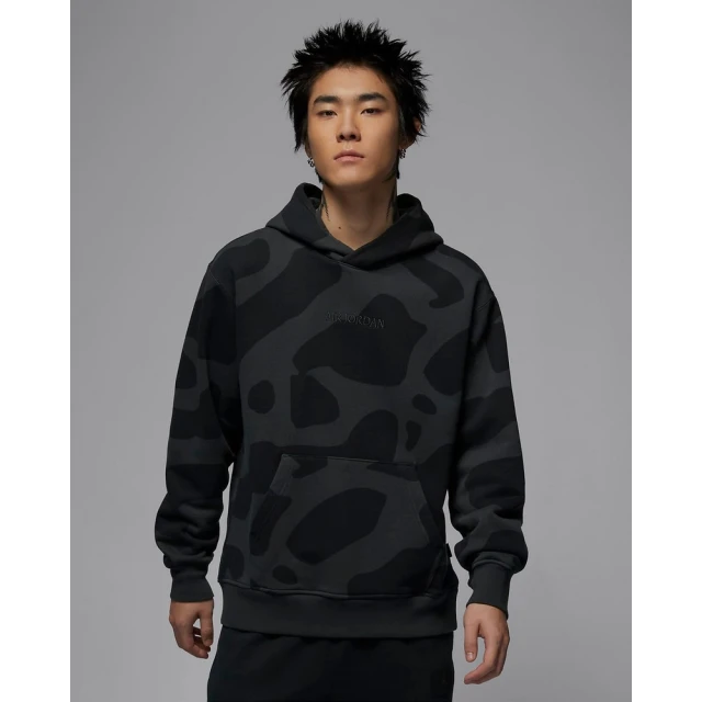 NIKE 耐吉 喬丹 連帽上衣 帽T 男款 AS M J AJ ELE CAMO WM FLC PO 黑色(HF0042045)