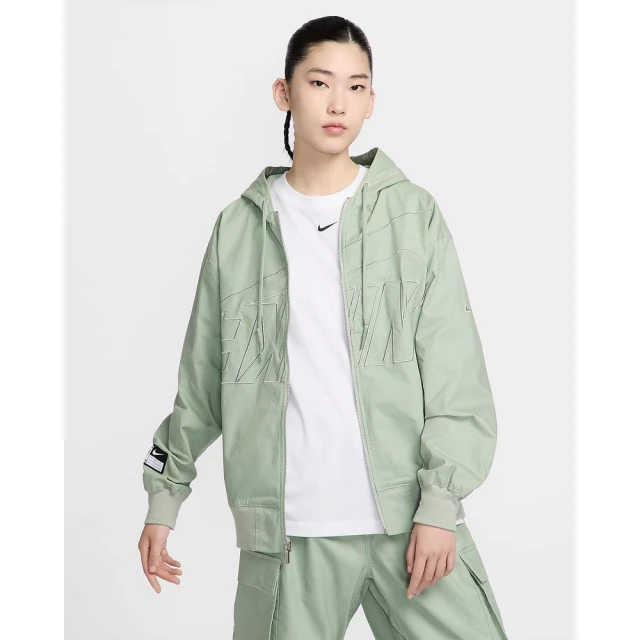 NIKE 耐吉 寬版連帽外套 運動外套 休閒外套 夾克 女款 AS W NSW OS JKT DANCE 綠色(FV7775370)