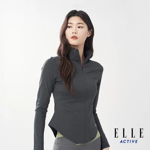 ELLE ACTIVE 女款 修身彈力長袖上衣-深灰色(EA24A2W1407#98)