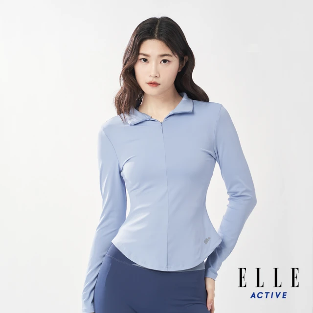 ELLE ACTIVE 女款 修身彈力長袖上衣-淺藍色(EA24A2W1407#31)