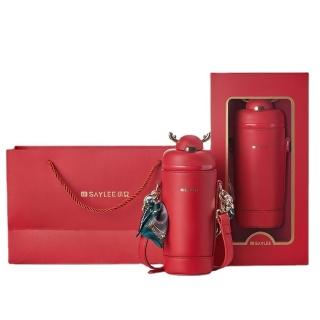 【太力TAI LI】小香時尚吸管保溫杯禮盒500ml(附精美揹帶及隔熱杯套 保溫瓶)