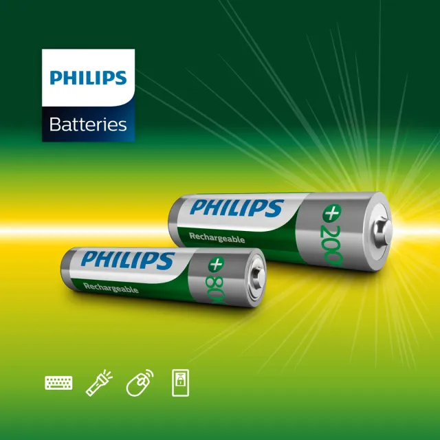 【PHILIPS】低自放充電電池 三號4入*2+四號4入*2(共16顆)