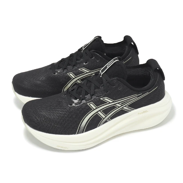 asics 亞瑟士 慢跑鞋 GEL-Nimbus 27 2E 男鞋 寬楦 黑 白 緩衝 厚底 針織 運動鞋 亞瑟士(1011B956002)