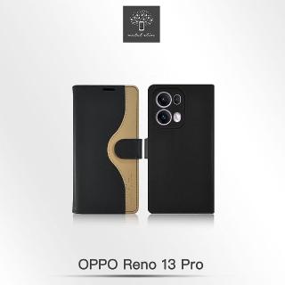 【Metal-Slim】OPPO Reno 13 Pro 5G 黑金撞色前扣磁吸TPU皮套