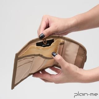 【plain-me】三褶一身旅行錢包 PLN3042(男女款 黑藍灰 卡其色 卡夾 收納 零錢包 三摺短夾 短夾