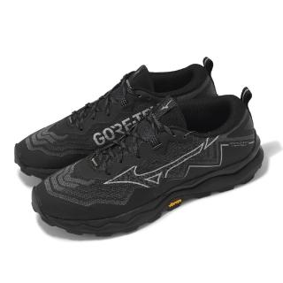 【MIZUNO 美津濃】越野跑鞋 Wave Daichi 9 GTX 男鞋 黑 防水 緩衝 黃金大底 運動鞋 美津濃(J1GJ2556-01)