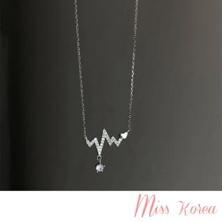 【MISS KOREA】美鑽項鍊/韓國設計閃耀美鑽鑲嵌心跳頻率造型項鍊(2色任選)