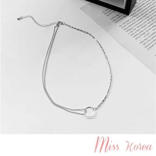 【MISS KOREA】圈圈項鍊 雙鍊項鍊/韓國設計復古極簡圈圈雙鍊拼接造型項鍊(2色任選)