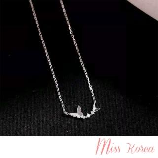 【MISS KOREA】美鑽項鍊 蝴蝶項鍊/韓國設計冷淡風微鑲美鑽蝴蝶造型項鍊 鎖骨鍊(金)