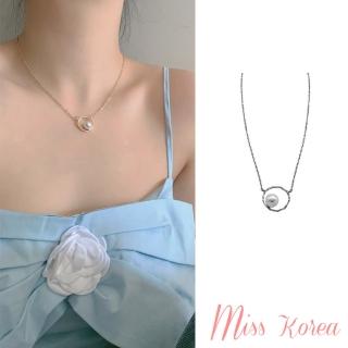 【MISS KOREA】圈圈項鍊 珍珠項鍊/韓國設計冷淡風圈圈珍珠造型項鍊 鎖骨鍊(2色任選)